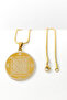 3.5 cm Plate Gold Color Double Sided Celcelutiye Vefki Embroidered 60 cm Italian Chain 316L Stainless Steel Necklace - 8