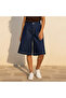 Mid-Rise Denim Cotton Culotte Shorts