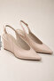 Women's Beige Pointed Toe Open Back Stiletto 8.5 cm Wedge Heel Comfortable Full Fit. - 5