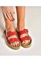 Red suede women's slippers