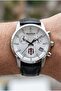 Taraftar Men's Wristwatch |   42mm Stainless Steel Case, Black Leather Band
