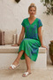 Green V-Neck Short Sleeve Patterned Casual Viscose Woven Dress 113 64 - 5