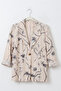 Italian Beige-Anthracite Jacket Lapel Collar 3/4 Sleeve Floral Buttoned Printed Casual 100% Linen Woven Jacket 75 60 - 2