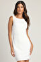 Women's Boat Neck Backless Zero Sleeve Sandy Fabric Double Layer Lined Mini Dress - 2
