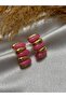 Gold Detailed Colorful Design Earrings - 3