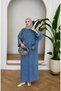 Women's Beaded Embroidered Wide Fit Denim Dress - 3