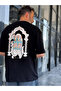 تي شيرت أسود كبير الحجم بنقوش عرقية من Black Era SW-5161 - 2