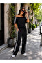Week's Favorite Women's One-Shoulder Detailed Side Stripe Viscose Two-Thread Two-Piece Set