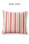 Red Striped Patchwork Linen Throw Pillow 42X42 cm Silicone Filled Decorative Pillow - 2