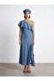 90587 فستان بكتف واحد 100% من الليوسيل - أزرق - 4