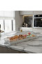 Christian Verucci Rectangle Off-White Ceramic Flat Plate with Clear Acrylic Cover & Gold Knob – 22 Inch - 3