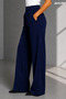Women's Scuba Oversized Palazzo Pants, Stretch Fabric, High-Waist - 2
