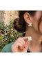 White Pearlescent Violet Steel Earrings - Tarnish-Resistant Gold Design - Comes with Special Gift Box