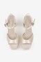 Women's Beige Satin Platform High Heeled Shoes - 4