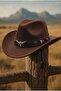 Women's Internally Adjustable Metal Buckle Patterned Cowboy Hat Fedora Hat - 6