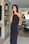 Black U-Neck Dress with Slit on the Back - 8581 - 5