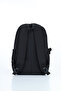 Vital Series Black Crinkle Fabric Water-Resistant Plush Daily Stylish School and Travel Backpack with Keychain - 5
