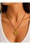 Letter m Necklace Gold Color Steel Non-Tarnish Letter Necklace - 3