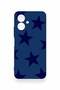 Tecno Spark Go 2 Compatible Navy Blue Star Patterned Silicone Case - 2
