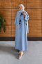 Women's Embroidered Hijab Denim Dress - 4