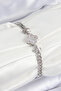Brass Zircon Stone Clover Model Silver Color Women's Bracelet