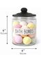 وعاء زجاجي لحفظ المنظفات سعة 1.8 لتر - لون كهرماني، حاوية تخزين بغطاء "BATH BOMBS"، حاوية لمنظفات الغسيل - 2