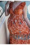 Madonna Collar Orange Gipeli Skirt Embroidered Long Imported Dress 36-44 Std - 3
