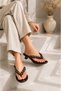 Women's Bitter Brown Flip-Flops with Rose and Pearl Heels, Orthopedic Women's Sandals - 2