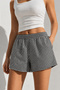 Black Gingham Women's Shorts with 2 Pockets, Comfortable Fit, Elastic Waist