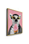 Cool Lemur with Ice Cream Kids Wall Art | Portrait Framed Canvas Print with Gold Foil Embossed | Luxury Modern Decor for Kids Room - 3