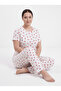 Plus Size Women's Heart Pattern Summer Pajama Set - 5
