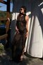 Black Neck Tie Detail Shiny Beach Dress - 1126 - 4