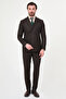 Striped Slim Fit Wide Collar Double Breasted Men's Suit Brown - 45478.26Y - 3