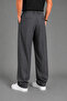 Men's Anthracite Gray Modern Cut Pleated Wide Leg Fabric Trousers - 5