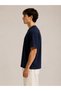 2-Pack Unisex Navy Blue-Beige Oversize T-Shirt Set - Crew Neck Basic T-Shirt - 4