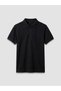 Lcw Kids Black Polo Collar Girls' Pique T-Shirt