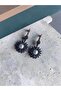 Zircon Stone Flower Figure Pearl Earrings - 4