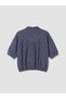 Navy Blue Hakim Collar Plaid Blouse - 7
