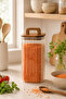 1500 ml Kare Line Glass Jar – Transparent Dry Food Storage Container with Wooden Lid and Handle - 5