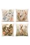 Bird, Horse, Rabbit, Leopard Patterned 4-Piece Throw Pillow Cover Set - 3