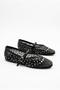 027-147 Tulle Stone Embroidered Comfortable Flexible Buckle Strap Closed Toe Women's Ballerinas - 5