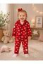 100% Cotton Long Sleeve Buttoned Seasonal Heart Patterned Soft Textured Bottom and Top Unisex Baby Pajama Set for Girls and Boys
