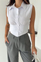 Luna Form Women's Sleeveless Crop Shirt with Drawstring Detail - 4