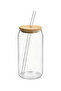 Glass Cup with Straw and Bamboo Lid |   Cold Coffee, Bubble Tea, Lemonade, Smoothie and Soda Glass 540 ml - 3