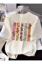 Flowers Printed Oversize Crew Neck Summer T-Shirt