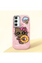 Samsung Galaxy A35 Compatible Case with Camera Protector Pink Silicone Couple Phone Case with Kitty Pattern