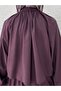 Yağmurnur Gathered Collar Lace-Up Skirt Suit-Ek625 Plum - 6