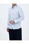 Italian Style Slim Fit Men's Stand Collar Linen Shirt Ice Blue T20057-14 - 4