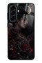 Samsung A57 Glossy Phone Case with Crimson Moon Rose Design
