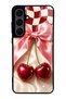 Samsung S25 Fe Cherry Picnic Bow Design Glossy Phone Case